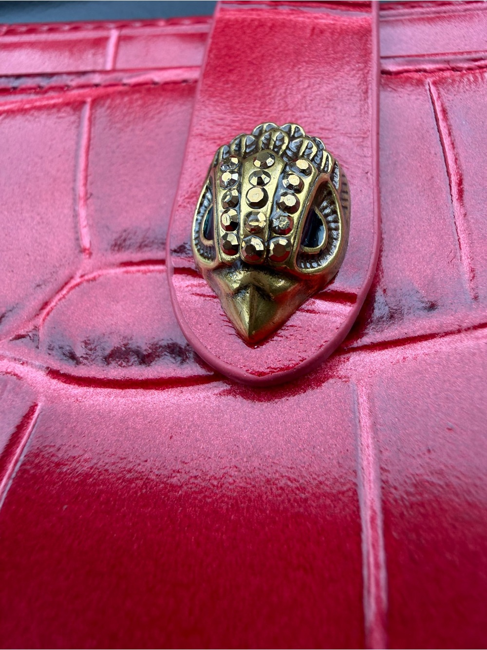 Red Kurt Geiger Women's Wallet with Gold Accent - Picture 2 of 4